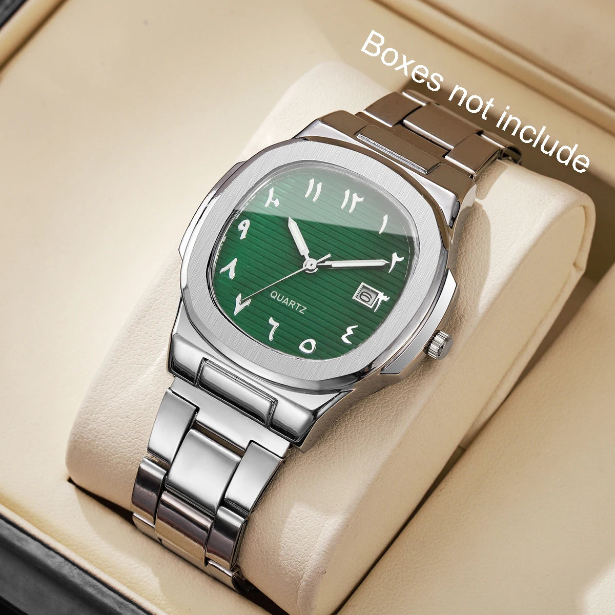 Luxury Men’s Business Watch - Square Dial Stainless Steel Quartz Watch with Calendar