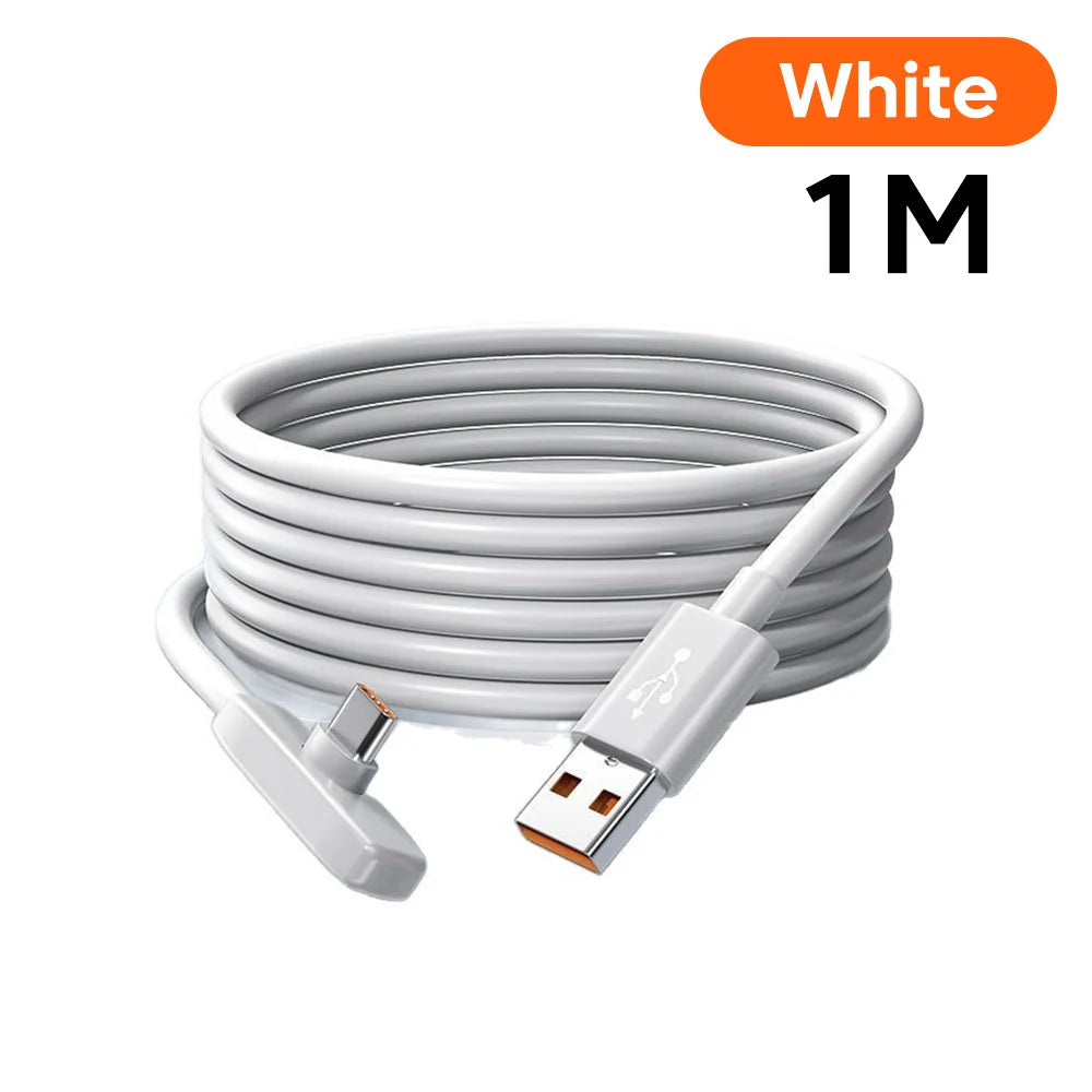 100W USB-C Fast Charging Cable - 90° Elbow PD Data & Gaming Cable for Samsung, Huawei, POCO & Realme