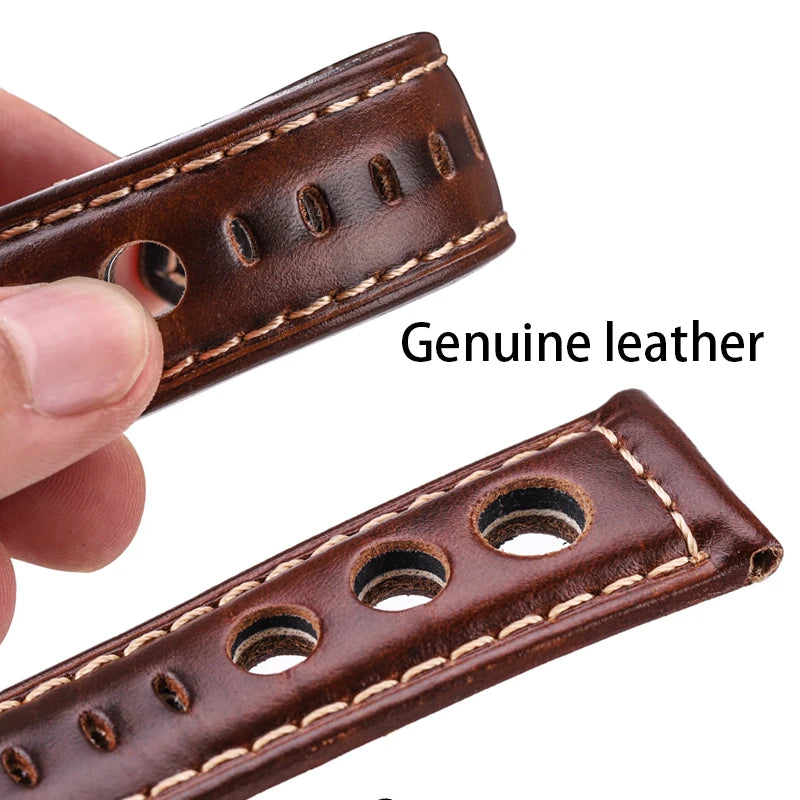Vintage Genuine Cowhide Leather Watch Strap – 20mm 22mm 24mm Watchband with Pin Buckle for Men & Women