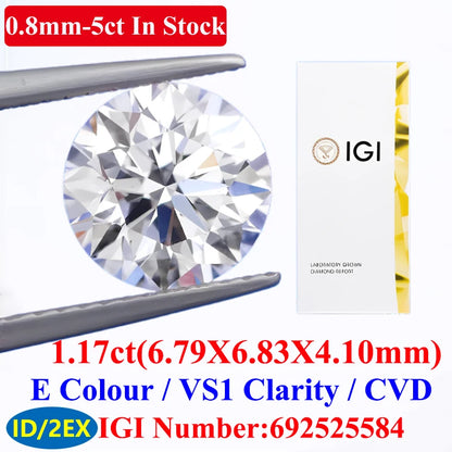 0.1–5CT Super White Lab-Grown Diamond Loose — IGI/GIA Certified, HPHT & CVD, DEFG VVS-SI, Diamond Tester Approved for Wedding Jewelry