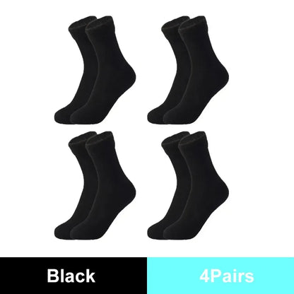Winter Thermal Wool Socks for Women – Thick Cashmere Velvet Seamless Snow Socks, Black Unisex Warm Socks