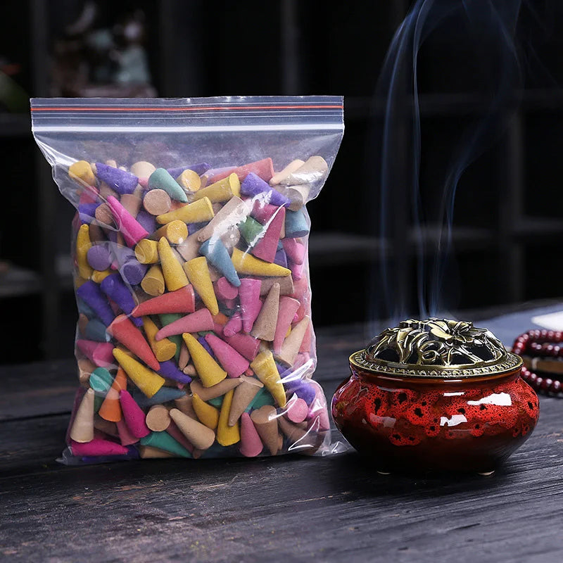 60PCS Mixed Incense Cones – Aromatherapy Backflow Sandalwood Scents for Yoga, Anxiety Relief & Relaxation