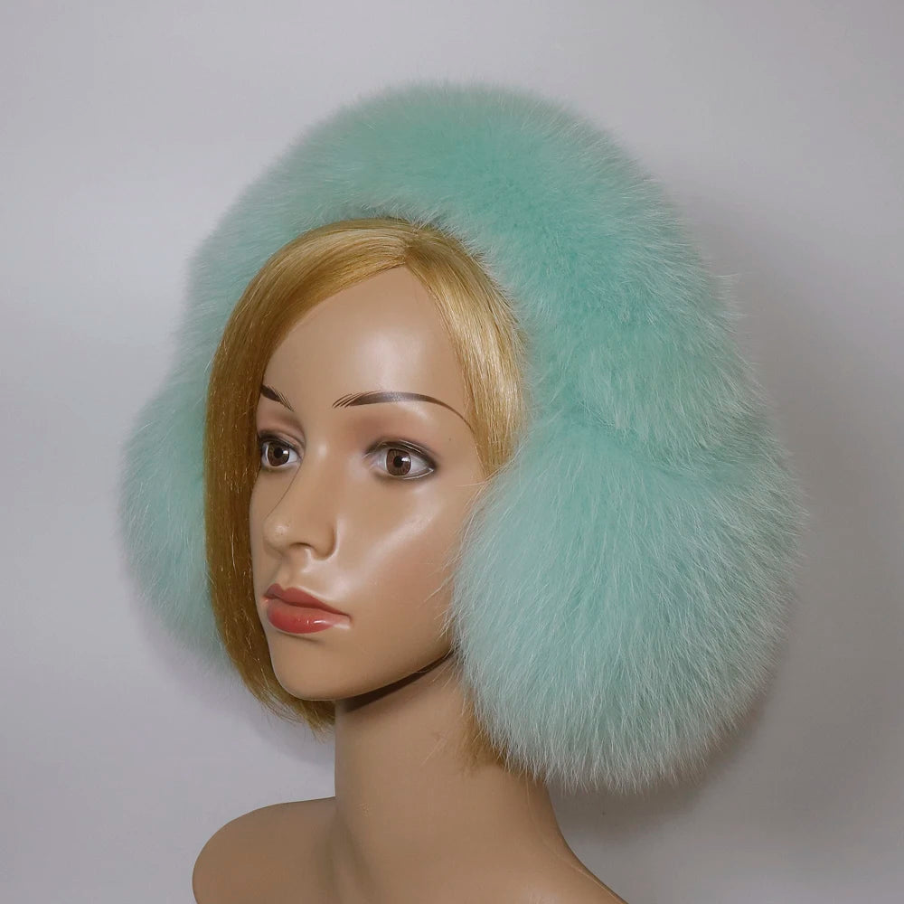 Real Fox & Raccoon Fur Earmuffs – Warm Winter Ear Warmer for Women and Girls, Plush Genuine Fur Accessory