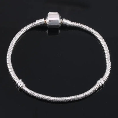 925 Sterling Silver Snake Bone Charm Bracelet – Fine Jewelry Bangle for Women & Men, Party & DIY Accessories
