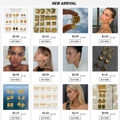 Uworld Geometric Stainless Steel Earrings — 18K Gold Plated, Waterproof Fashion Jewelry