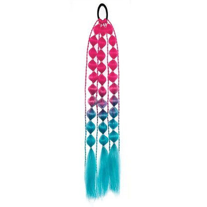 Colorful Bubble Braid Ponytail Extension – Long Lantern Braided Synthetic Hairpiece with Tie