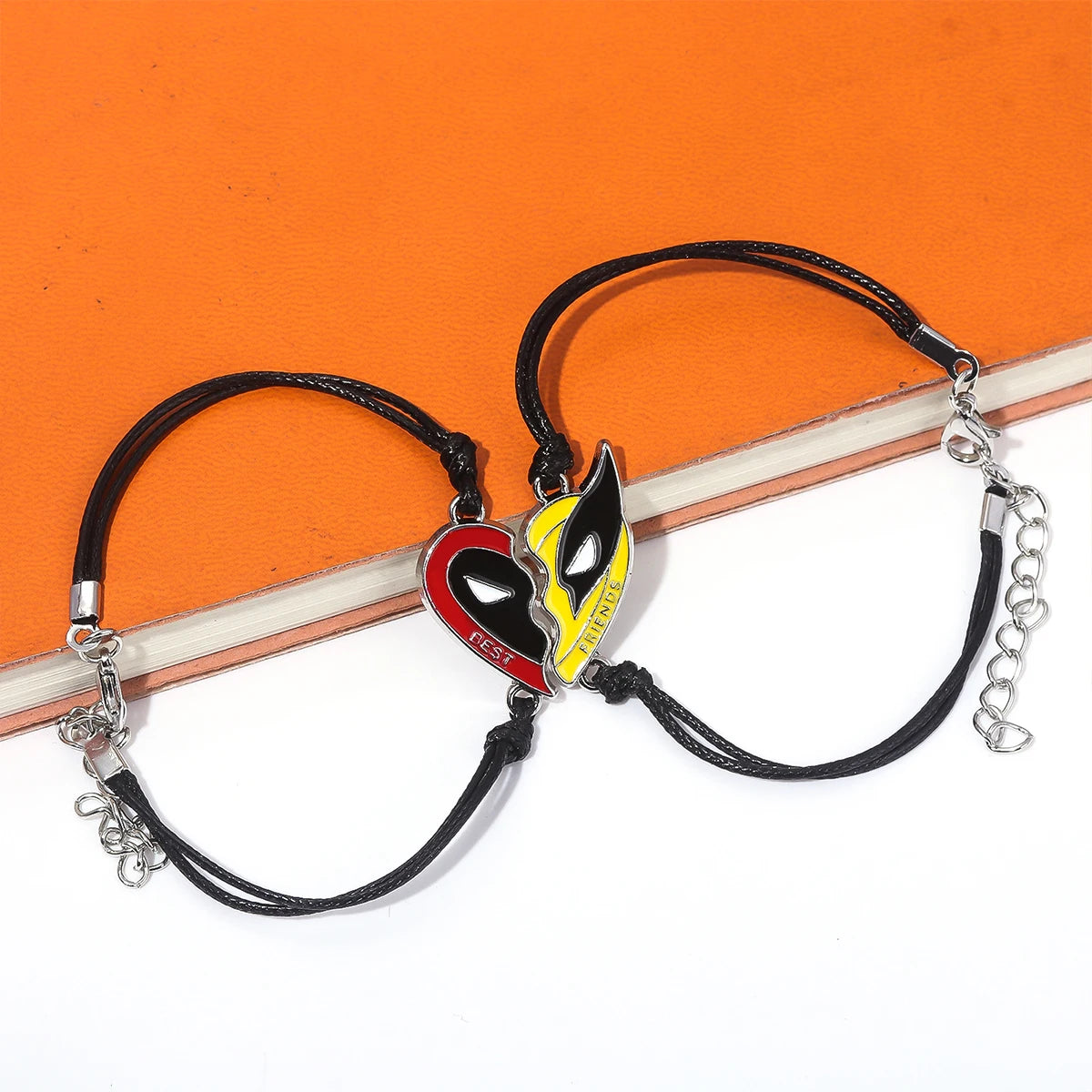 Best Friends Clown Mask Keychain & Bracelet Pendant Combo – Red & Yellow Love Jewelry for Friends