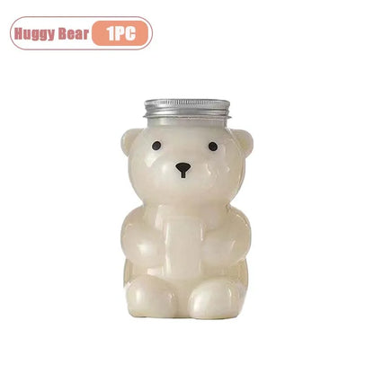 1-10PCS 500ml Cartoon Bear Portable Bottles – Cute Transparent Drink Containers for Bubble Tea, Juice & Party Supplies