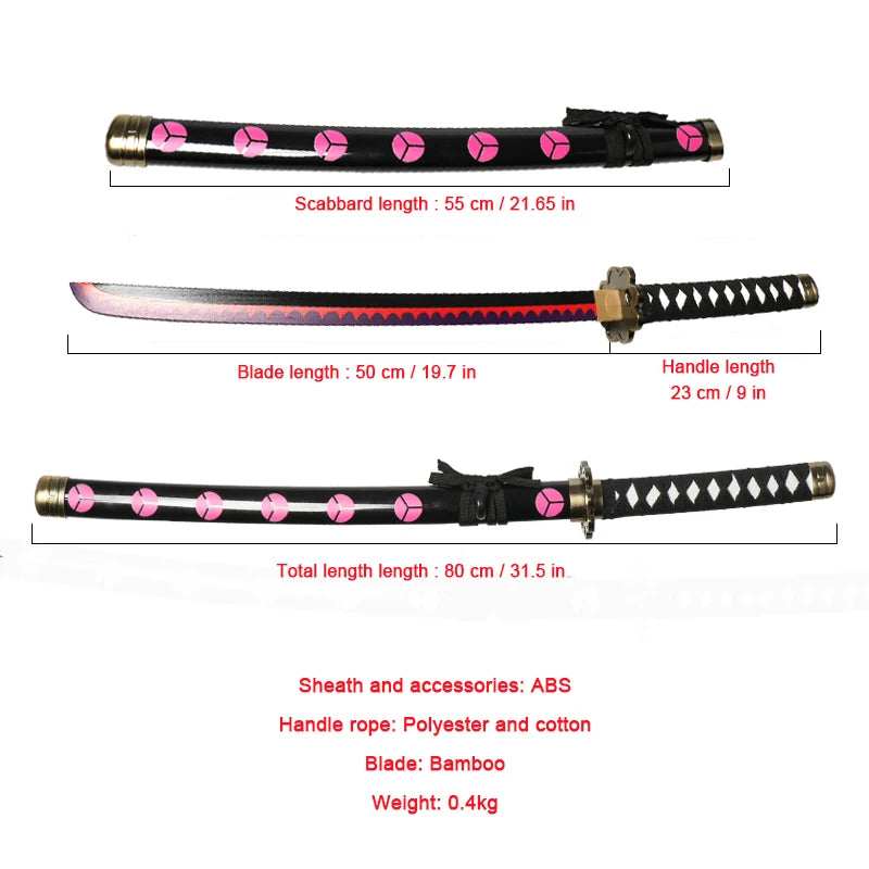 3-Piece Roronoa Zoro Katana Set – Anime Cosplay Toy Swords with Belt & Sword Holder