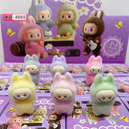 12pcs Mini Labubu V1 & V2 “Have A Sit” Figures – Cute Flocking Doll Collection & Decor Accessories
