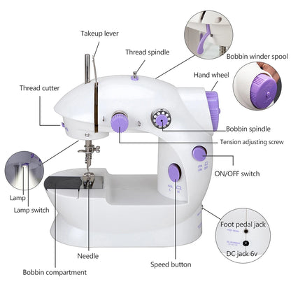 Portable Electric Household Sewing Machine | Beginner-friendly with Light and Speed Control - DIY Home Sewing Accessories
