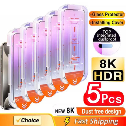5Pcs Oleophobic Coating Screen Protector for iPhone 11-16 Pro Max, Plus, XS & XR – Dust-Free, Easy Installation