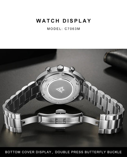 CADISEN 2024 Men’s Quartz Business Watch — VD53 Luxury Chronograph Timepiece for Men