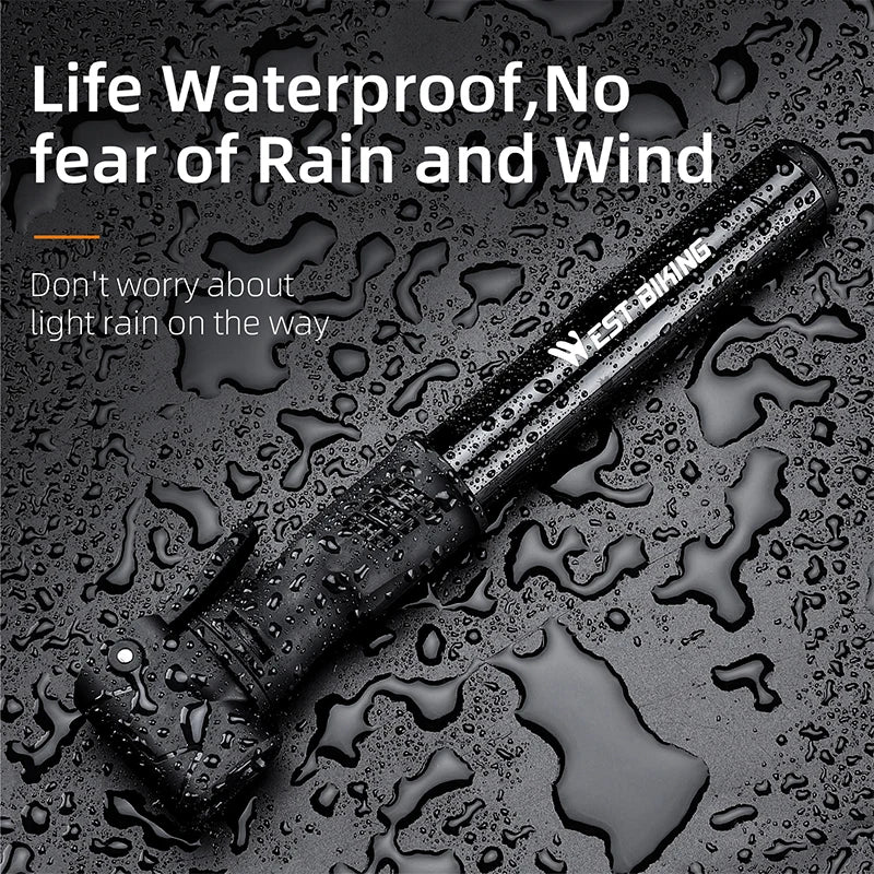 WEST BIKING Mini Bicycle Pump - Portable Aluminum Alloy Tire Inflator for MTB Road Bike Schrader Presta Valve