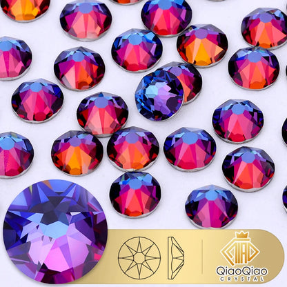 QIAO 2088 Crystal Nail Art Rhinestones — Flat Back Non-Hotfix Strass for DIY Nail Decorations (8 Big + 8 Small)