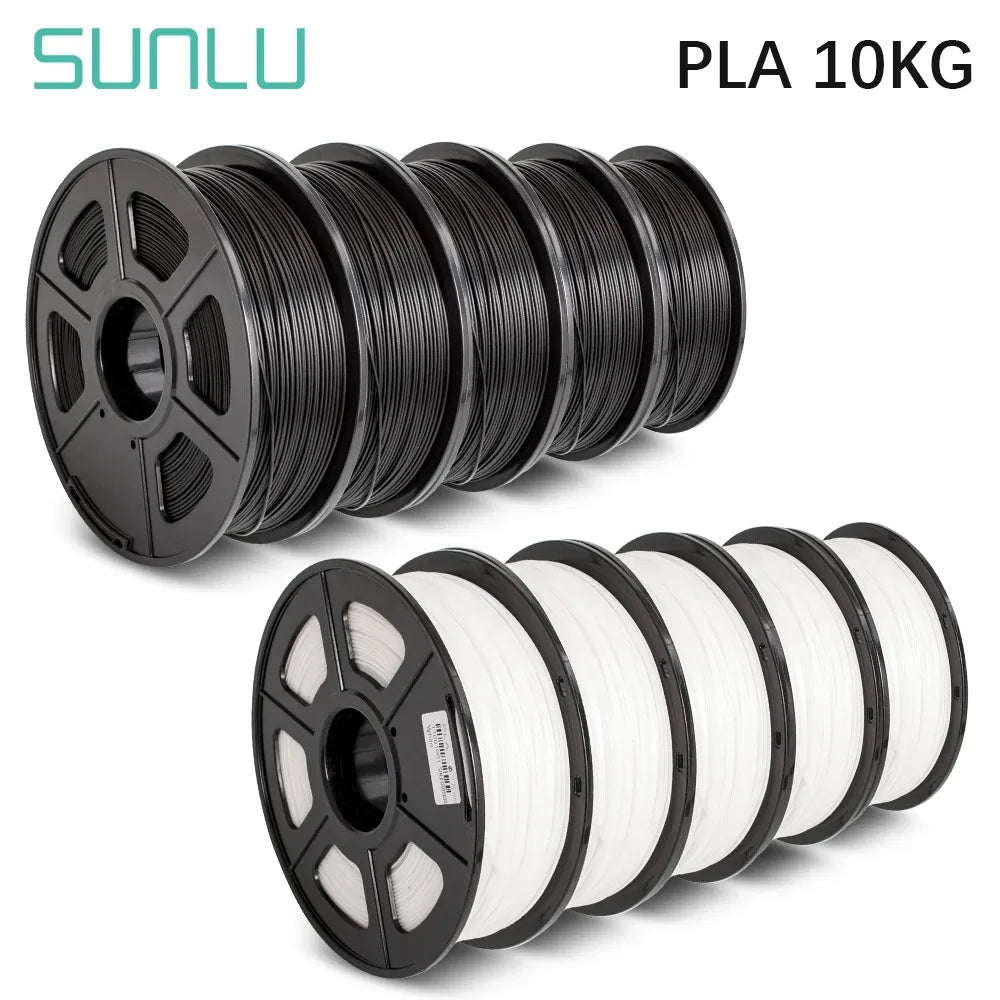 SUNLU 10KG 3D Printer Filament Set – 1.75mm PLA, PETG, PLA+ & Clear, 10 Rolls x 1KG Neatly Wound for 3D Printers & 3D Pens