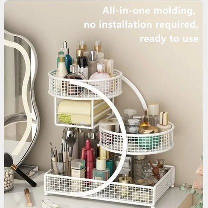 Metal Makeup Storage Rack – Multi-Layer Cosmetic & Skincare Organizer, Lightweight No-Installation Dresser Box for Home