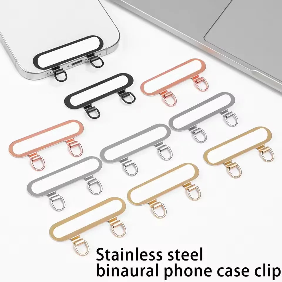 Ultra-Thin Metal Lanyard Patch 1/4Pcs – Stainless Steel Dual Hole Phone Case Connector Gasket for iPhone 14/15/16/17 Hanging Card Strap