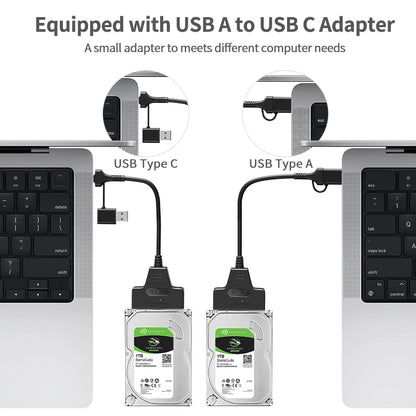 USB 3.1/2.0 SATA to USB Cable – USB 3.0 to SATA III Hard Disk Adapter, Compatible with 2.5-inch HDD and SSD, UASP Support