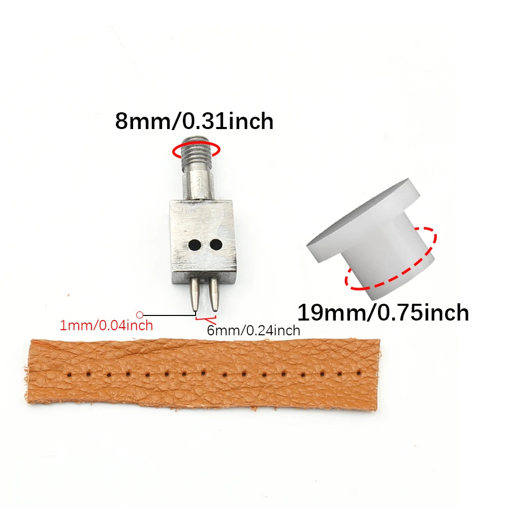 M8 Thread Dies Leather Hole Punch Set – 4/5/6/8mm Round Stitching & Perforated Cut Tools for Hand Press