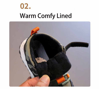 Children’s Autumn Winter Sneakers – Plush Cashmere Lined Sport Shoes for Boys & Girls, Warm Casual Running Flats for Teens