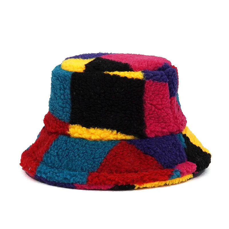 Women’s Winter Bucket Hat – Fashion Leopard Panama, Warm Vintage Faux Fur Fisherman Cap