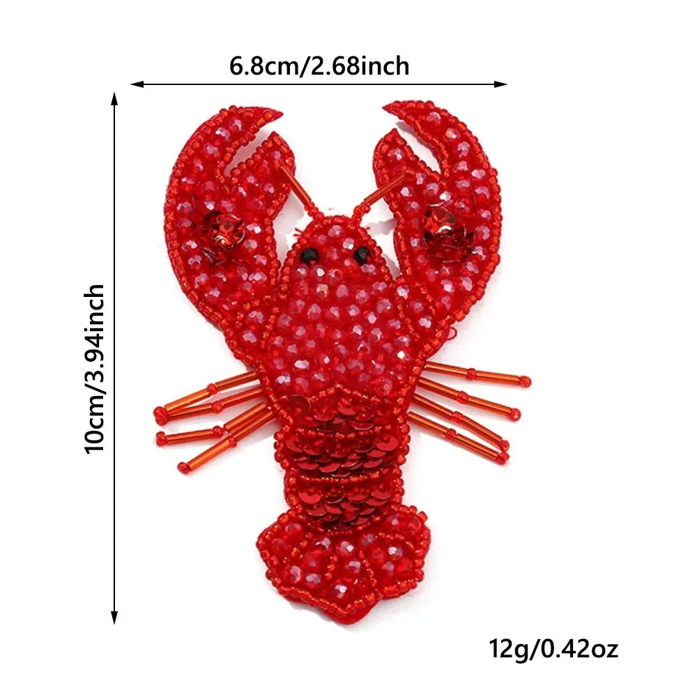 3D Marine Animal Patches - Handmade Beaded Seahorse Starfish Crab DIY Sewing Accessories for Clothing Decor