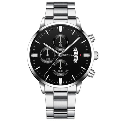Fashion Men's Stainless Steel Watch – Luxury Quartz Wristwatch with Calendar for Business & Everyday Wear