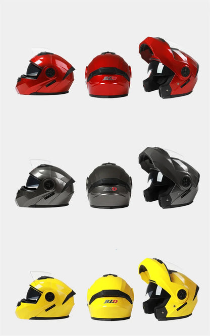 BLD Personalized Full Face Motorcycle Helmet – Dual Lens Modular Flip-Up Casco Moto for Men & Women