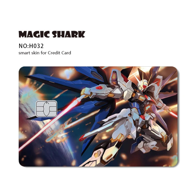 Holographic Robot and Shark Card Stickers - Laser Skin Film Decals for Debit, Credit, and Bank Cards