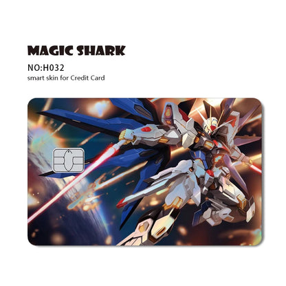 Holographic Robot and Shark Card Stickers - Laser Skin Film Decals for Debit, Credit, and Bank Cards