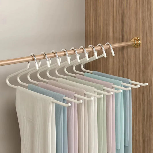 10PCS Goose-Type Plastic Pants Rack – Multi-Layer Telescopic Z-Shaped Clothes Organizer for Wardrobe & Dormitory