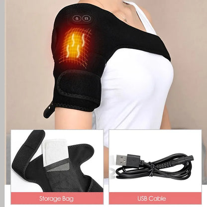 Electric Shoulder Brace & Heated Knee Massager - Vibration Massage Support Strap with Adjustable Three Heating Levels