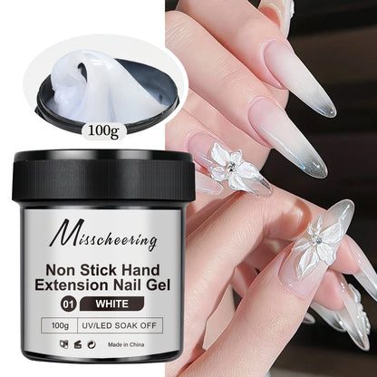 100g White Clear Nail Extension Gel - Non-Stick UV/LED Sculpting & 3D Nail Art Hard Gel