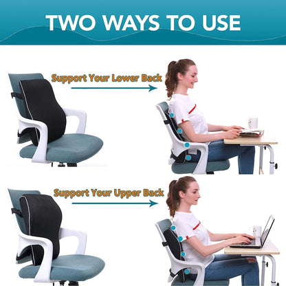 Non-Slip Memory Foam Lumbar Support Pillow – Back Pain Relief Cushion for Car, Office & Home Seat Comfort Waist Support Pillow