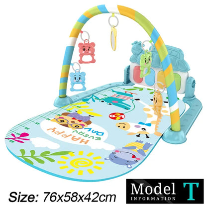 Baby Fitness Play Gym - Newborn Piano Activity Mat with Music, Crawling Blanket & Early Education Toys 0-36 Months