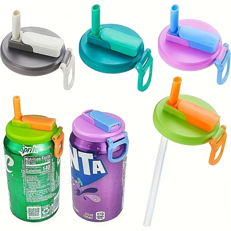 Reusable Soda Can Lid - Drink Cover with Straw for Beverages, Juice, and Soft Drinks