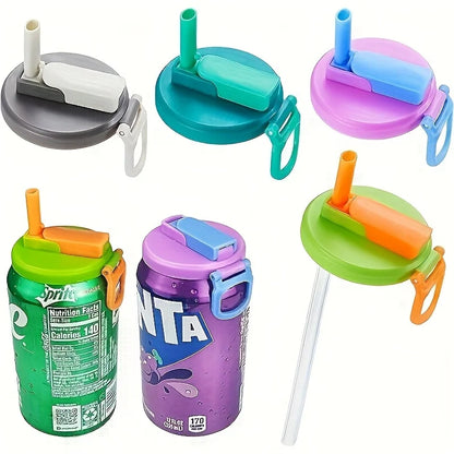 Reusable Soda Can Lid - Drink Cover with Straw for Beverages, Juice, and Soft Drinks