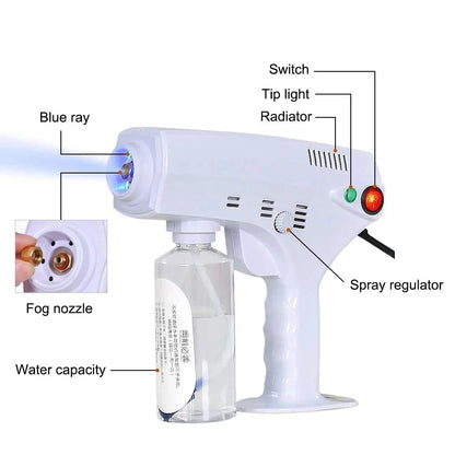 Portable Nano Steam Gun Hair Care Sprayer — Blue Micro Mist Hydration Machine for Hot Dyeing & Hair Steaming
