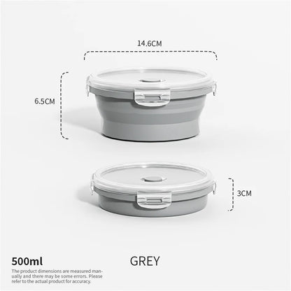 Collapsible Silicone Food Storage Container - Portable Lunch Box with Lid for Microwave & Freezer Use