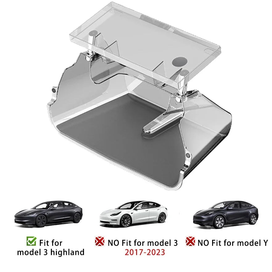 Center Console Organizer for Tesla Model 3 & Model Y Highland – Anti-Slip Under Screen Storage Box with Screen Back Storage