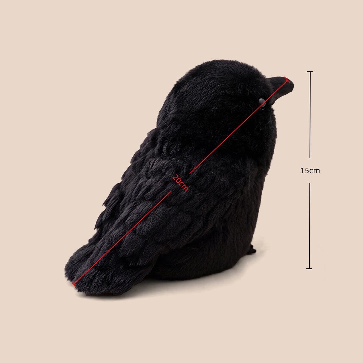 Kawaii Black Crow Plush Toy - Realistic Soft Bird Stuffed Animal for Gothic Room Decor and Gifts, 10cm or 20cm