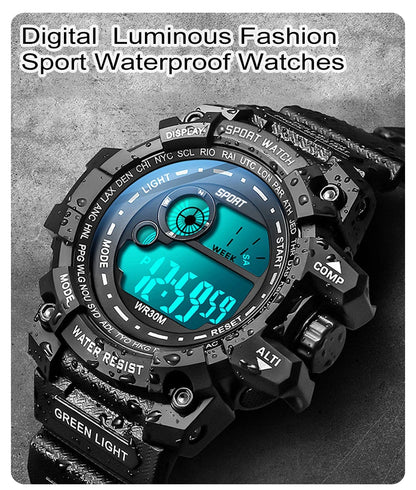 New Men's LED Digital Watches – Luminous, Waterproof Sport Watch for Men, Date Army Military Clock Relógio Masculino