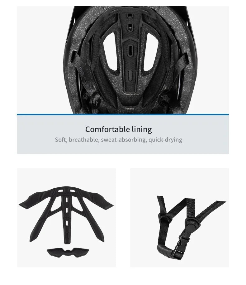 BATFOX Matte Black MTB Bike Helmet – Men's Mountain Bike Cycling Helmet Casco Ciclismo