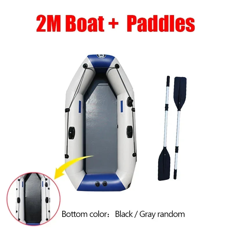 Inflatable Fishing Boat Kayak 175–260cm PVC Wear-Resistant Foldable Air Dinghy for 1–5 Persons Outdoor Water Sports & Canoeing