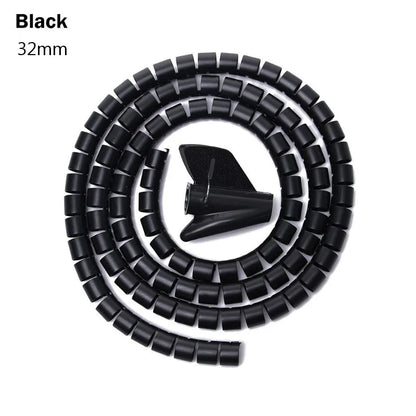 2M Spiral Cable Protector — Wire Organizer Tube for Computer Cords, Cable Management Clip, 10/16/22/28/32mm