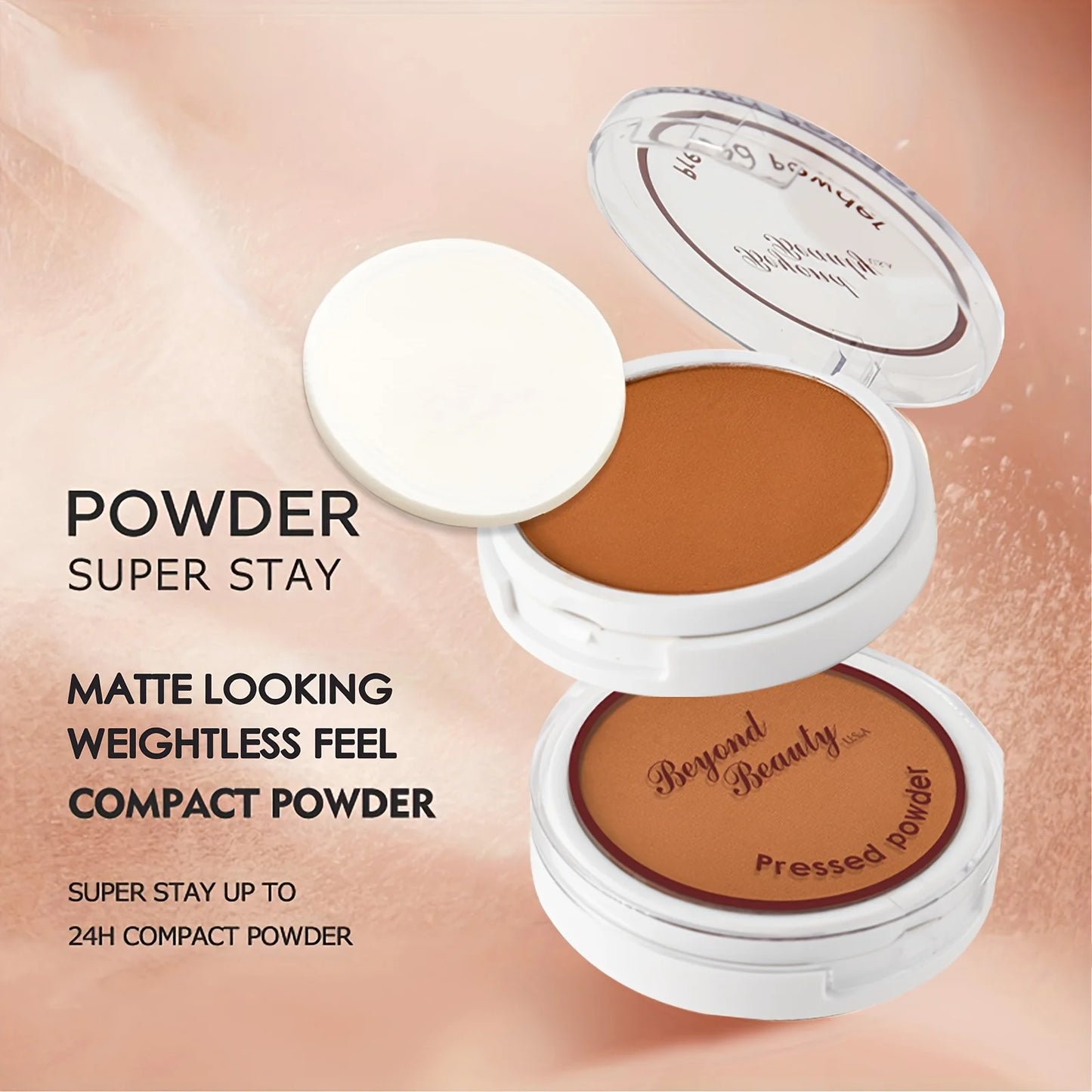 Wheat Bronzing Powder for Dark Skin - Matte Finish, Sweatproof & Oil Control Foundation Concealer with Puff & Mirror