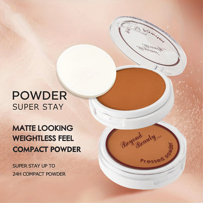 Wheat Bronzing Powder for Dark Skin - Matte Finish, Sweatproof & Oil Control Foundation Concealer with Puff & Mirror