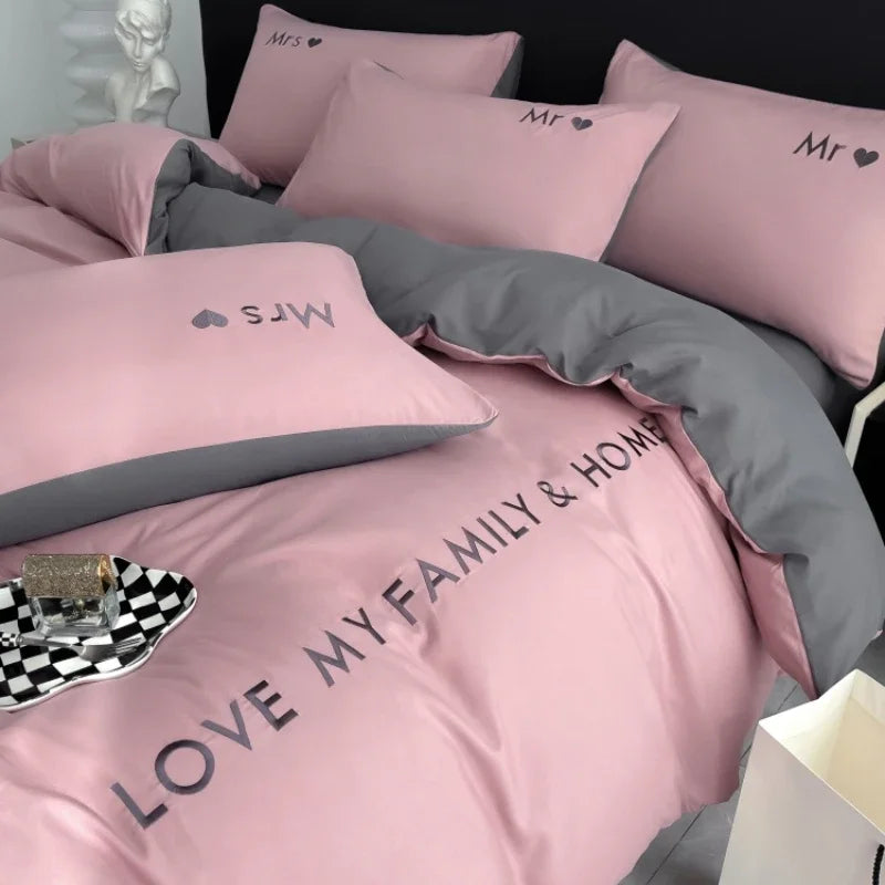 Nordic Luxury Egyptian Cotton Bedding Set - King, Queen, Double, Twin Size with Sheet, Duvet Cover & Pillowcases