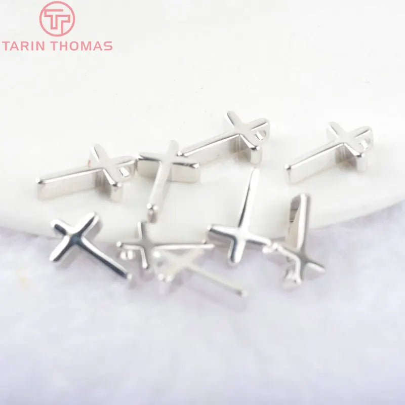 24K Champagne Gold Cross Charms - Small Brass DIY Jewelry Pendants & Craft Accessories